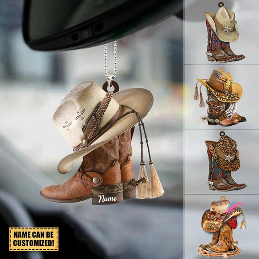 Personalized BOOTS AND HAT COWBOY Acrylic Ornament
