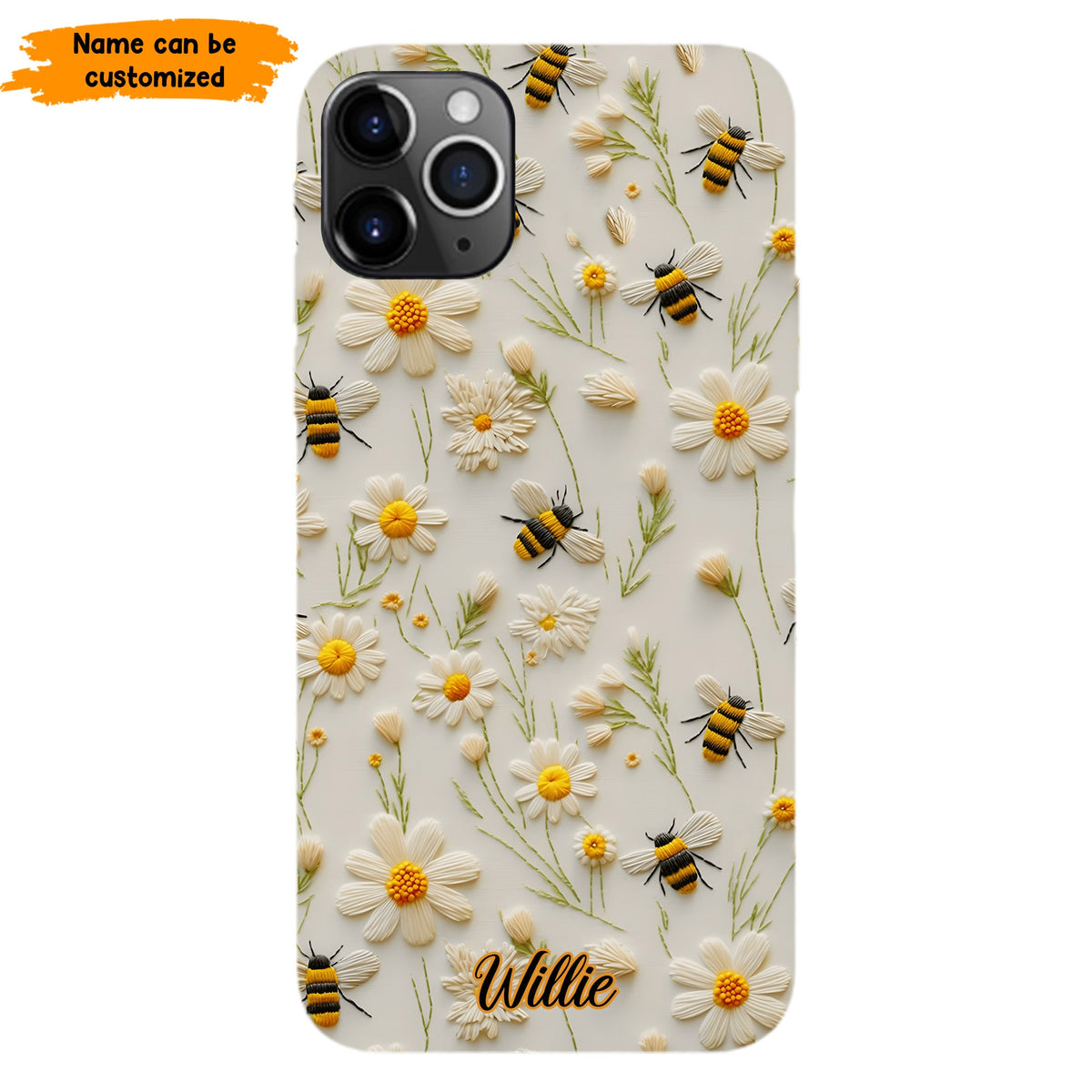 Bee & Daisy Floral - Personalized Phone Case