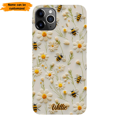 Bee & Daisy Floral - Personalized Phone Case