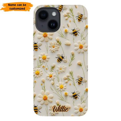 Bee & Daisy Floral - Personalized Phone Case