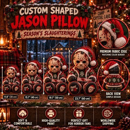 Jason Voorhees Christmas Custom Shaped Pillow – Halloween Horror Gift for Movie Fans