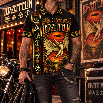 Led Zeppelin Vintage Polo Shirt - Classic Rock Music Fan Gift