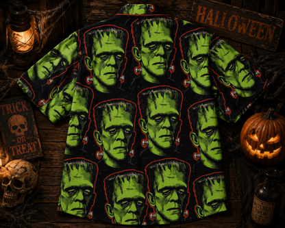 Frankenstein Monster Faces Halloween Hawaiian Shirt