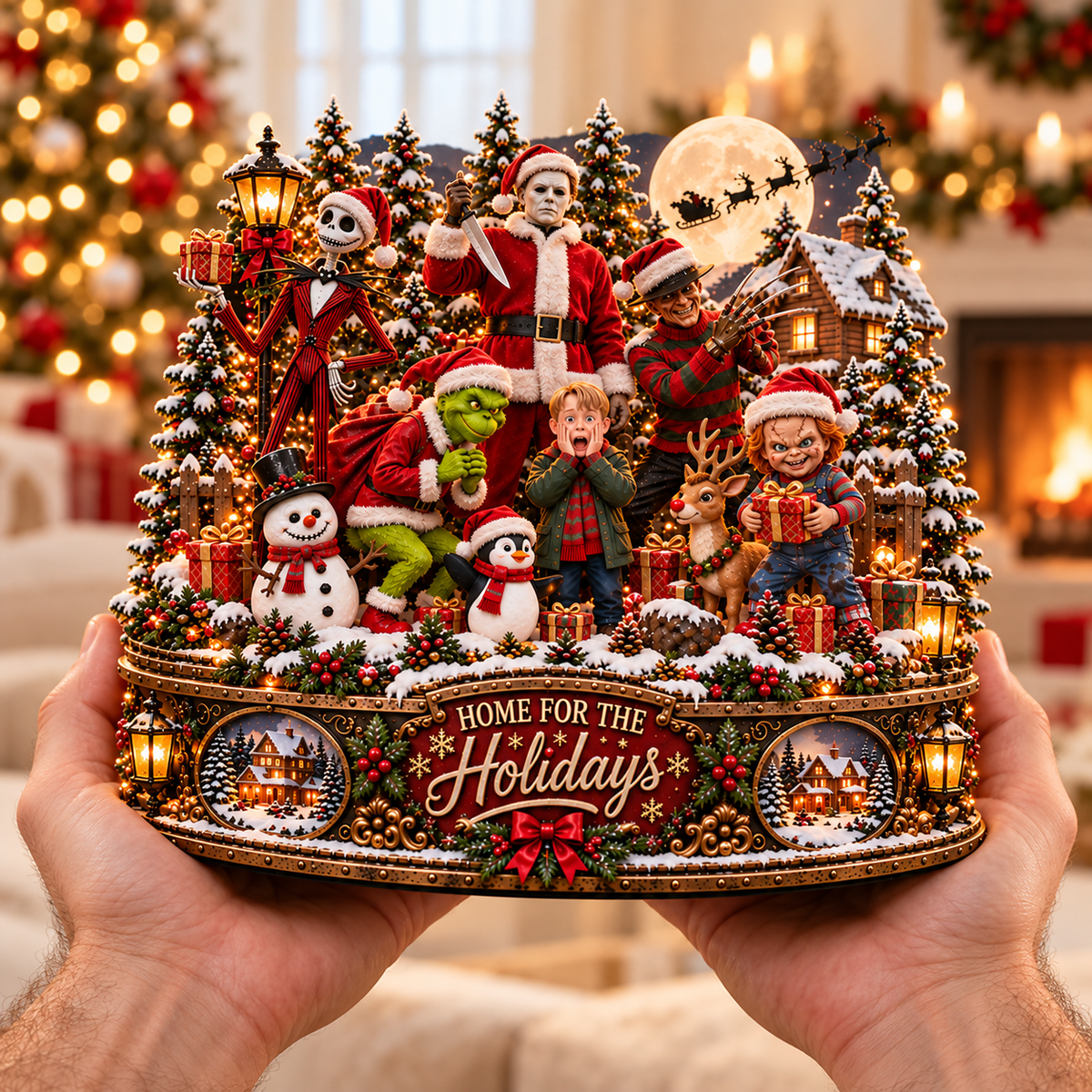 Nightmare Christmas Horror Wooden Block Sign Version 2