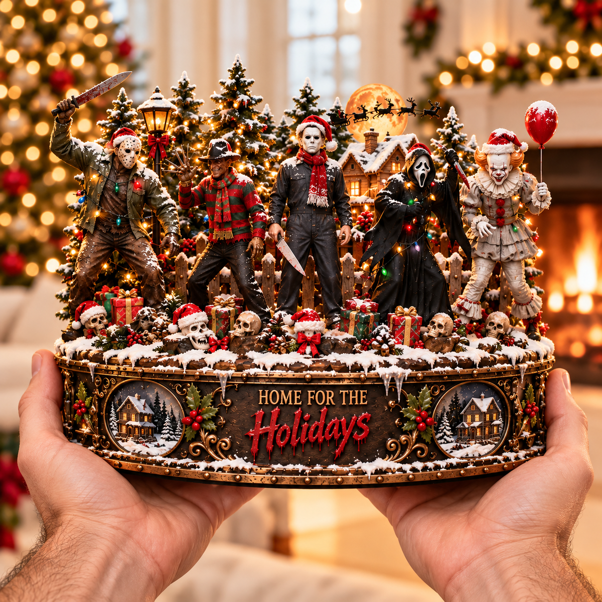 Nightmare Christmas Horror Wooden Block Sign