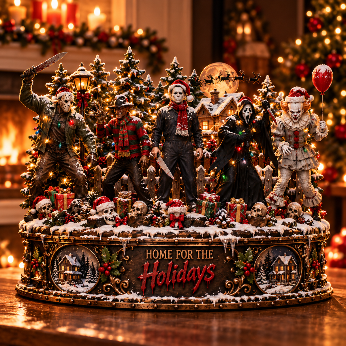 Nightmare Christmas Horror Wooden Block Sign