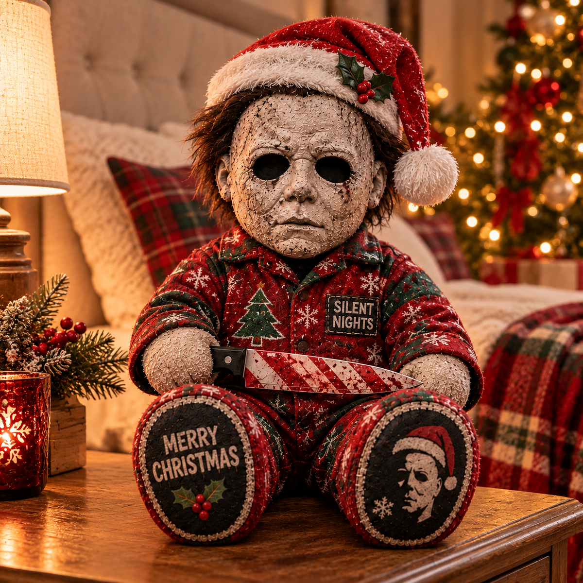 Michael Myers Christmas Custom Shaped Pillow – Halloween Horror Gift for Movie Fans