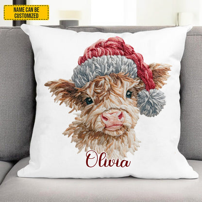 Personalized Highland Cow Christmas Pillow