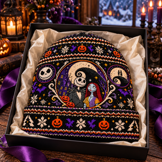 Nightmare Before Christmas Beanie Hat - Gothic Winter Gift for Her
