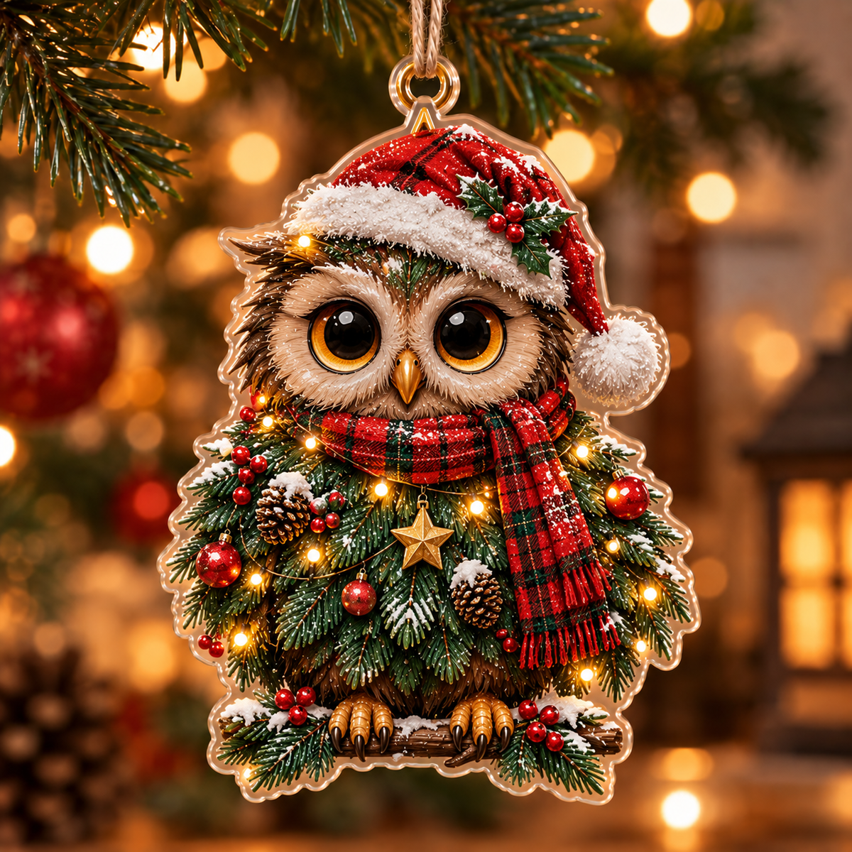 Christmas Animal Acrylic Ornament – Hanging Decoration, Gift for Animal Lovers