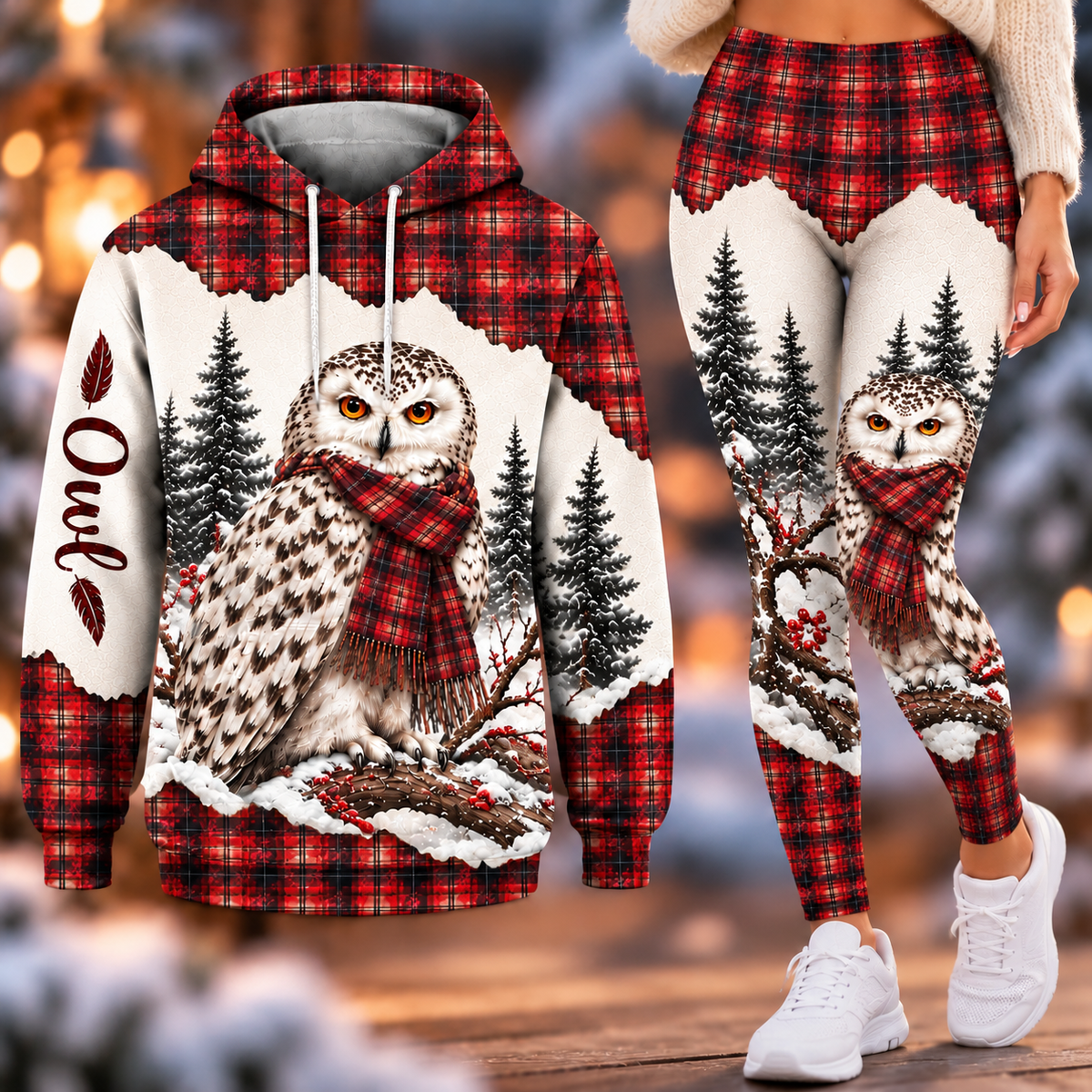 Snowy Owl - Personalized Christmas Hoodie and Leggings Set