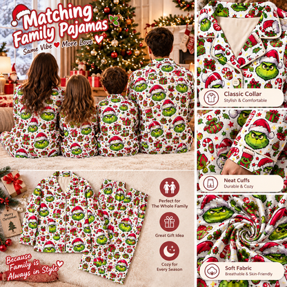Grinch Christmas Pajama Set - Funny Holiday All-Over Print PJs