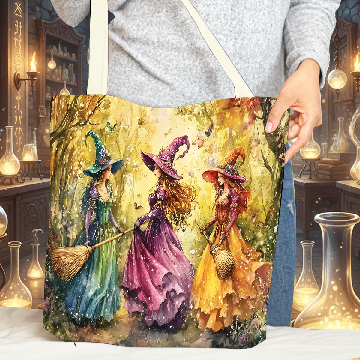 Witches In Forest - Personalized Witch Tote Bag
