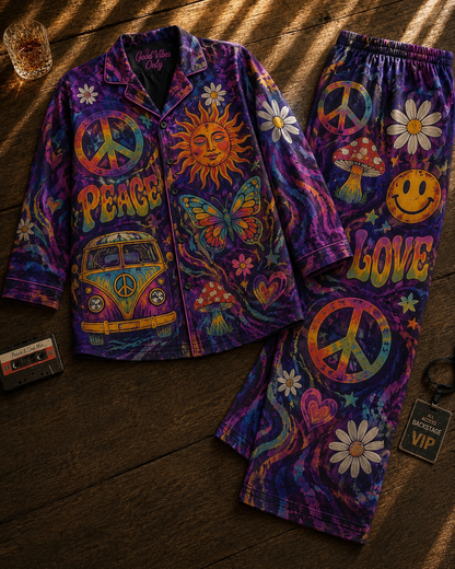 Hippie Peace and Love Pajama Set – Gift for Hippie Lovers