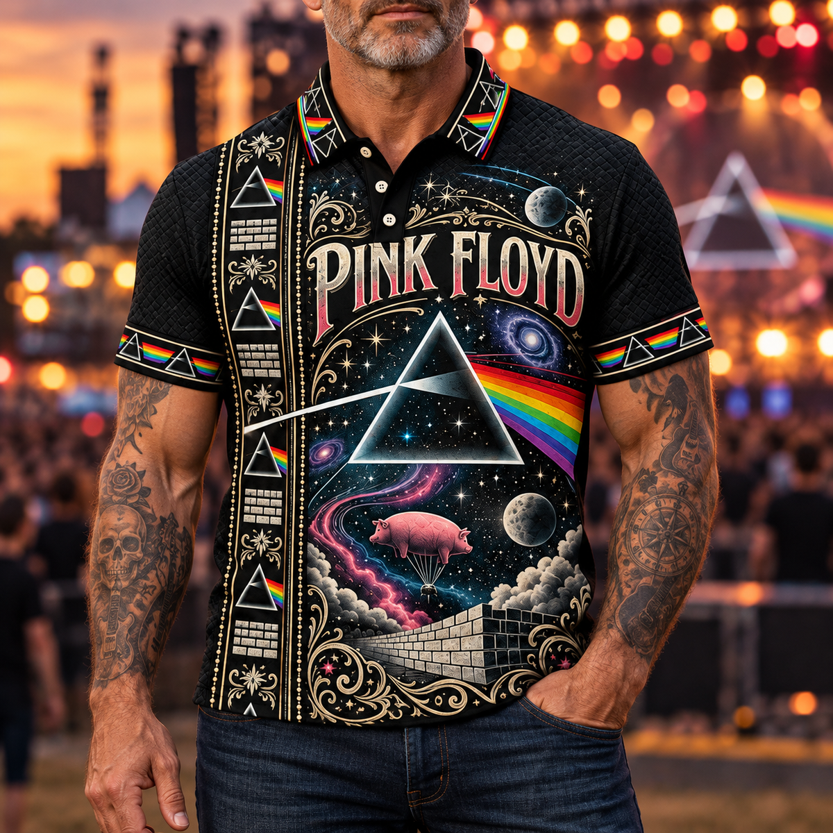 Pink Floyd Vintage Polo Shirt - Classic Rock Music Fan Gift