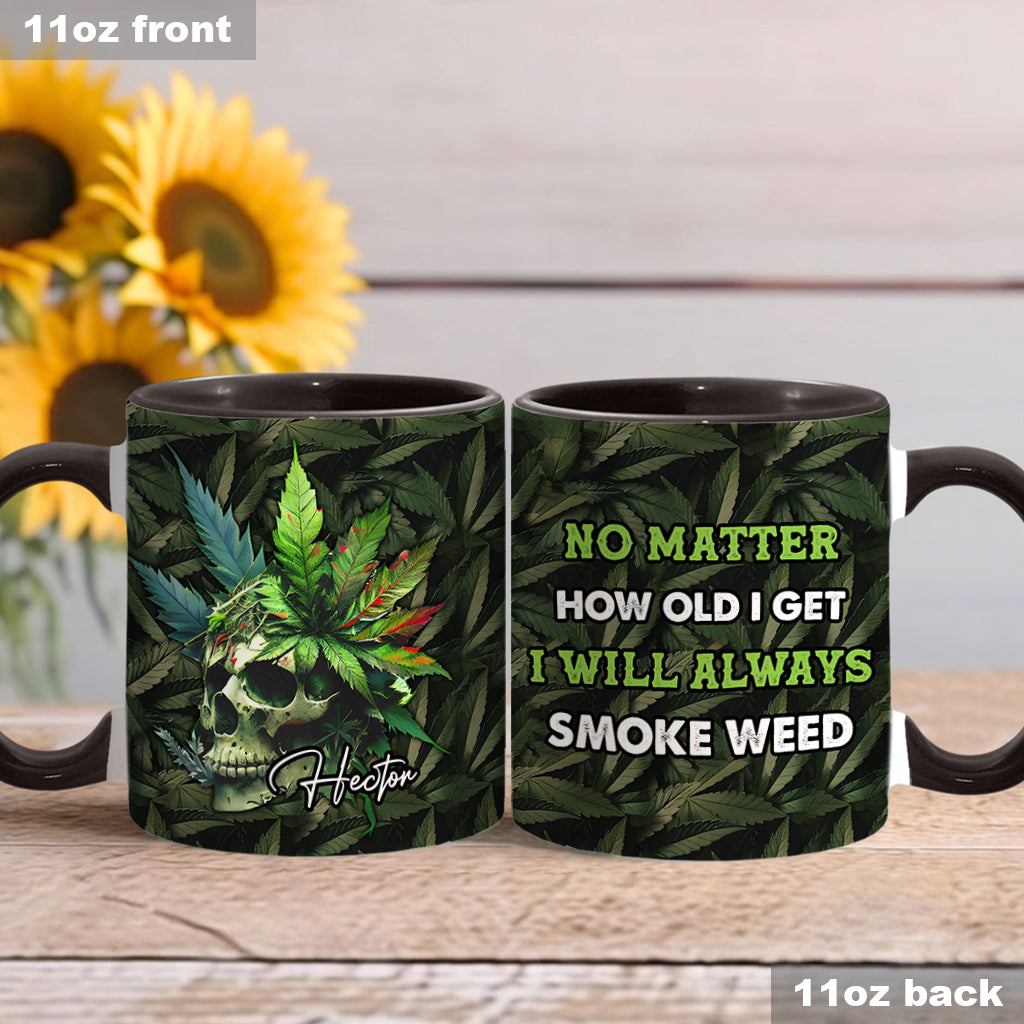 Skull Green Leaf - Personalized Weed Accent Mug