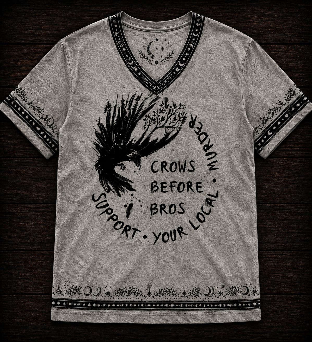 Funny Crows Before Bros – Support Your Local Murder” V-Neck Shirt