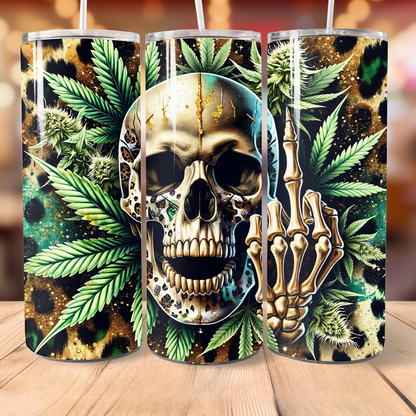 Funny Skull Weed Skinny Tumbler