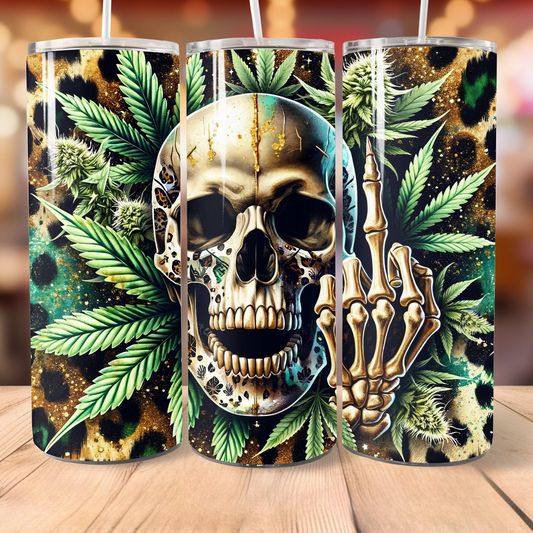Funny Skull Weed Skinny Tumbler