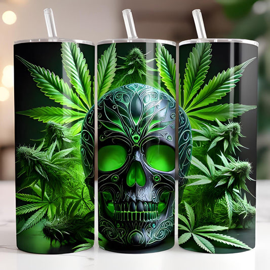 Skull Weed Skinny Tumbler