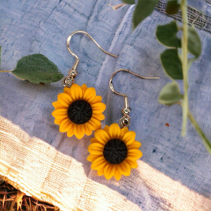 Sunflower Dangle Earrings - Gift For Her