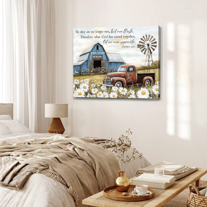 Vintage Barn With Rustic Truck Canvas Personalized Gift For Couple