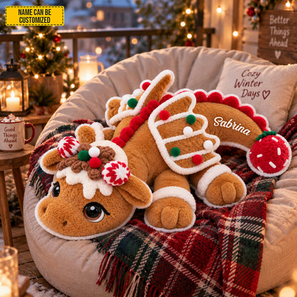 Personalized Gingerbread Dragon Christmas Pillow