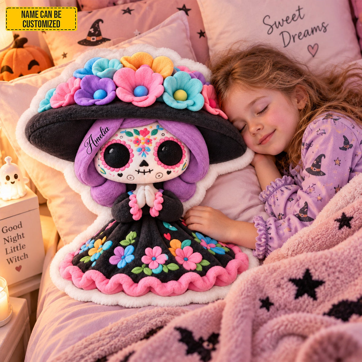 Personalized Sugar Skull Girl Custom Shaped Pillow