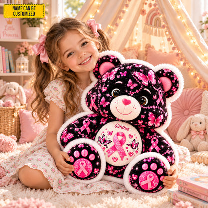 Personalized Breast Cancer Awareness Bear Pillow