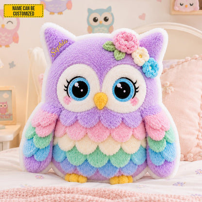 Personalized Colorful Owl Custom Shaped Pillow