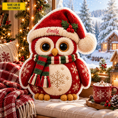 Personalized Christmas Owl Shaped Pillow