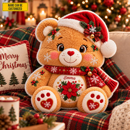 Personalized Christmas Bear Shaped Pillow