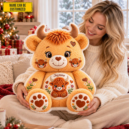 Personalized Cute Highland Cow Shaped Pillow