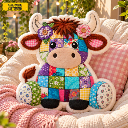 Personalized Patchwork Cow Custom Shape Pillow