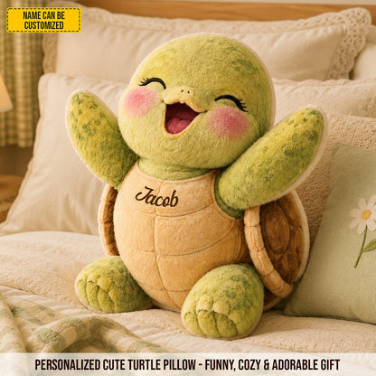 Personalized Happy Turtle Custom Shaped Pillow