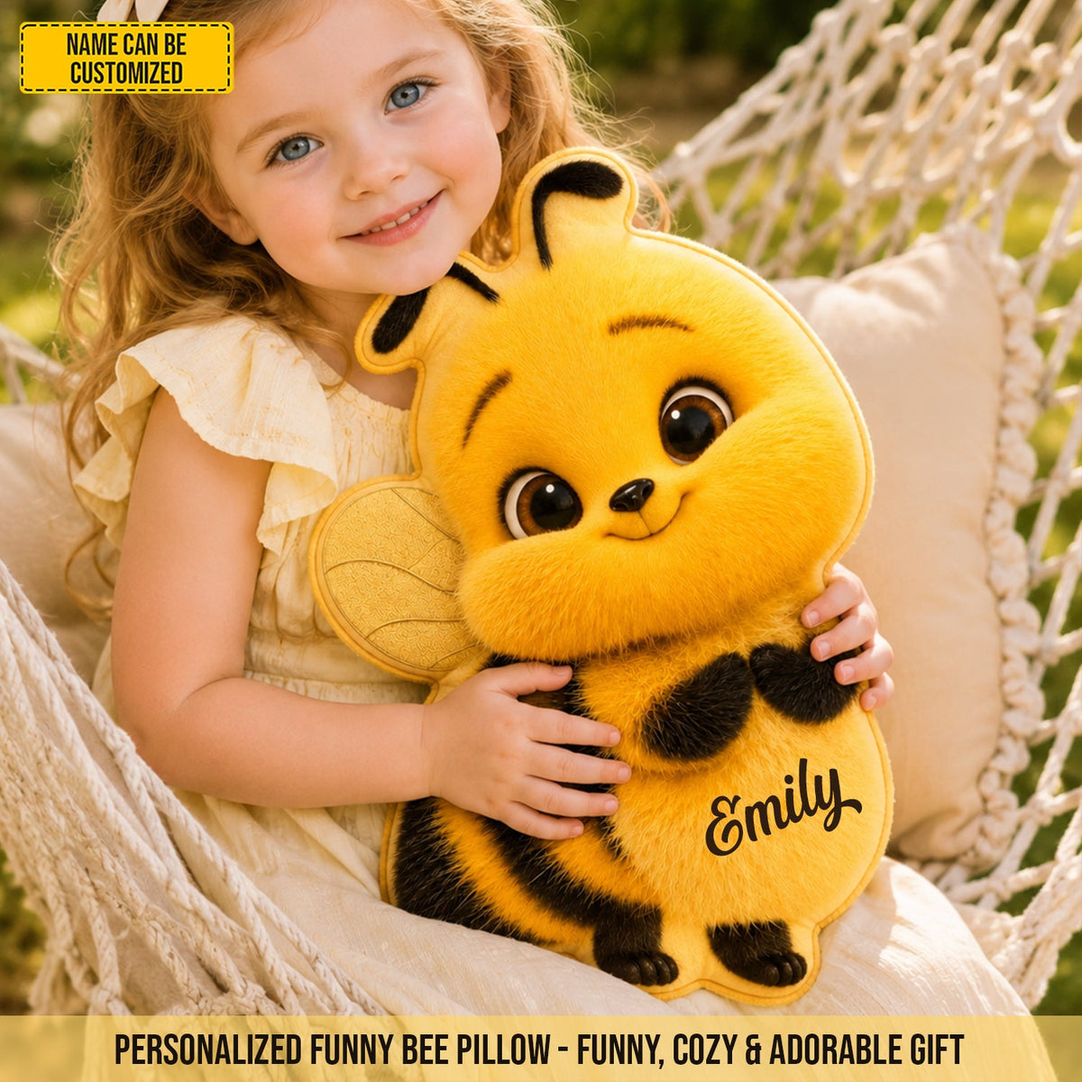 Personalized Cute Bee Custom Shape Pillow