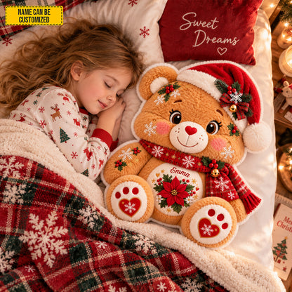 Personalized Christmas Bear Shaped Pillow