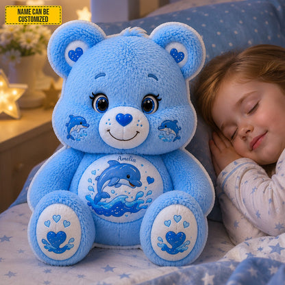 Personalized Dolphin Blue Bear Pillow