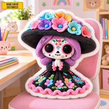 Personalized Sugar Skull Girl Custom Shaped Pillow