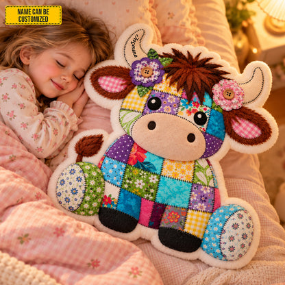 Personalized Patchwork Cow Custom Shape Pillow