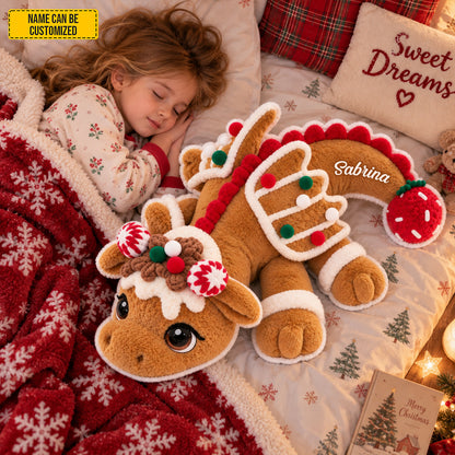 Personalized Gingerbread Dragon Christmas Pillow