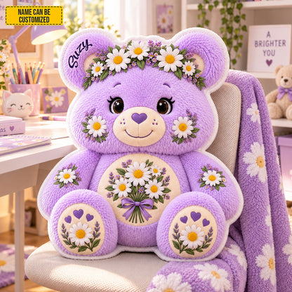 Personalized Daisy Bear Custom Shaped Pillow