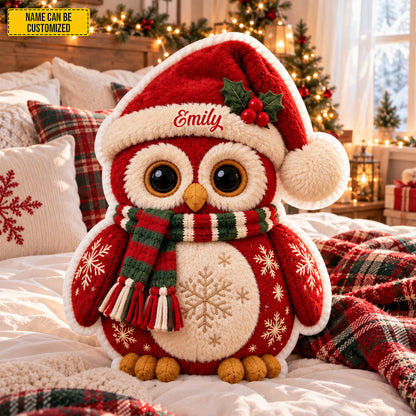 Personalized Christmas Owl Shaped Pillow