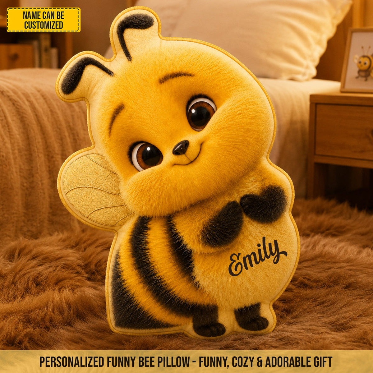 Personalized Cute Bee Custom Shape Pillow