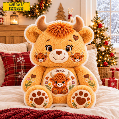 Personalized Cute Highland Cow Shaped Pillow