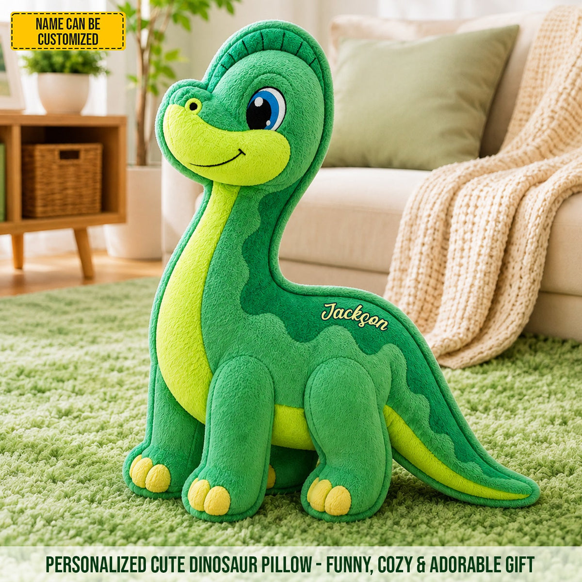 Personalized Cute Dinosaur Custom Shape Pillow