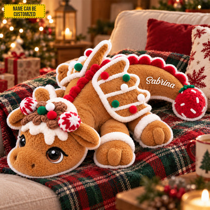 Personalized Gingerbread Dragon Christmas Pillow