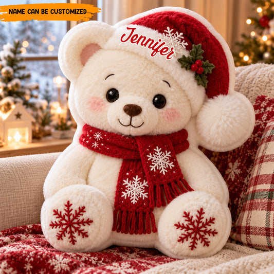 Personalized Christmas Bear Custom Shaped Pillow