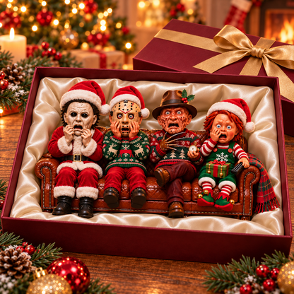 Horror Movie Characters Christmas Wooden Block - Spooky Christmas Collectible