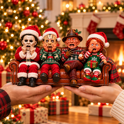 Horror Movie Characters Christmas Wooden Block - Spooky Christmas Collectible